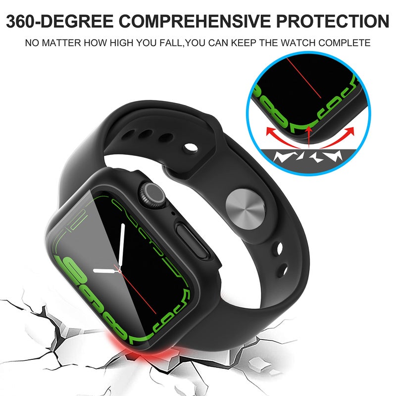 Diruite 2-Pack for Apple Watch Series 6/5/4/Series SE/SE 2/SE 3 44mm All-Around Screen Protector Case, Tempered Glass Screen Protector Case Ultra-Thin for iWatch 44mm Protection Cover - Black - Image 4